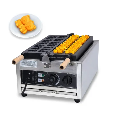 20 Pcs of Bear Shape Rotating Waffle Maker Non Stick Panda Shaped Cake Mold Maker Waffle Baking Oven Temper Control Snack Maker