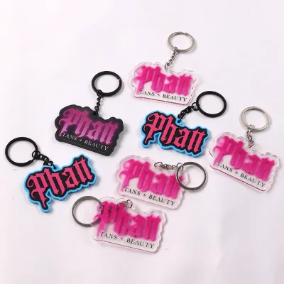 Custom Logoc PVC Rubber Keychains Personalized Soft PVC Key Ring Full Color for Beauty Brand Fashion Retail Event Gifts