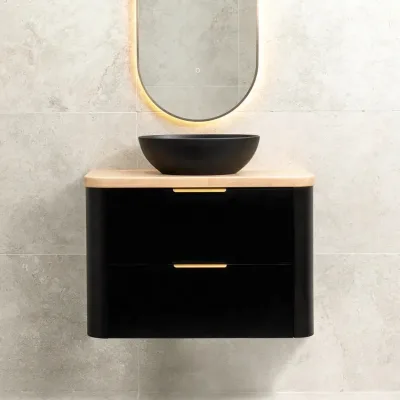 Factory Price Custom Solid Wood Lacquered Finish Modern Bathroom Cabinet Wall Hung Design Soft Close Drawers Sink Home Bathroom