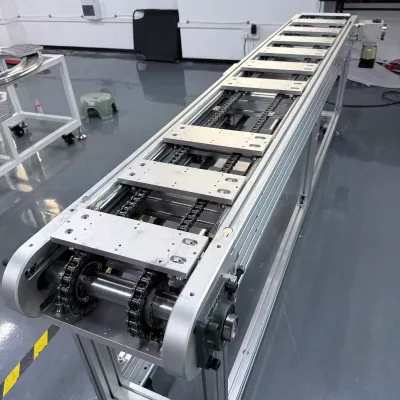 Chain Production Line Double Strand Chain Conveyor Load 10kg Repeatability±1mm Food Packaging Dual Side Support High Precision