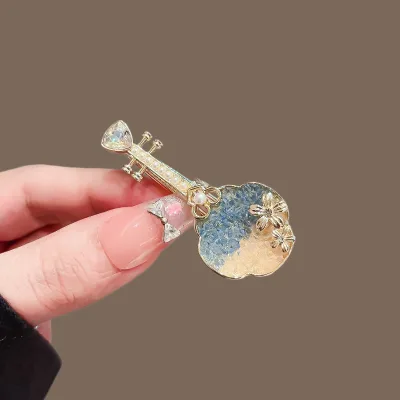 New Rhinestone Glass Pipa Hairpin for Women Creative Side Parting Hairdressing Accessories Traditional Chinese Style Hairpins