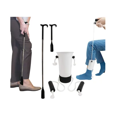 Senior Sock Aid Shoehorn Kit Plastic ABS Sock Aid Helper with Telescopic Shoe Horn for Elderly Metal Shoe Horn