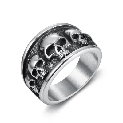New Releases Gothic Style Men's Ring Goth Silver Plated Stainless Steel for Male