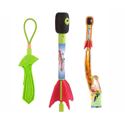 Light-Up Sky Rocket Slingshot Toys Pull Back Launches up Fun Flying Air Foam Rockets Launcher Toys