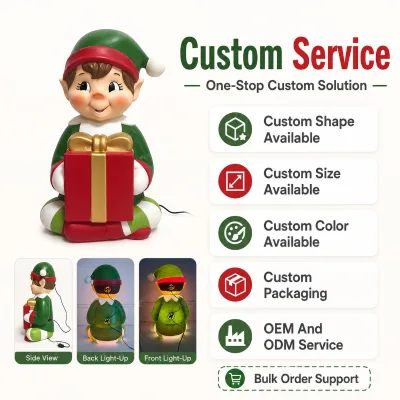 Seasonal Porch Character Holding Red Parcel Molded Ornament with Seven-day Prototype Turnaround and One-to-two-week Output