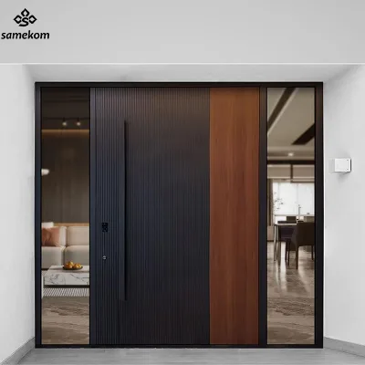 Samekom Stainless Steel Aluminum Alloy Main Door With Copper Accents Weathering Green Patina Effect Door