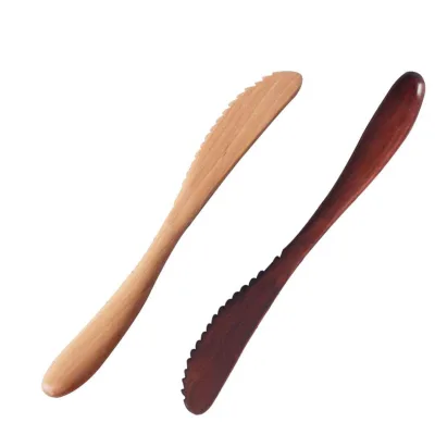 New Hot Sell Wholesale Handmade Kitchen Tableware Wooden Serrated Jam Butter Spreader