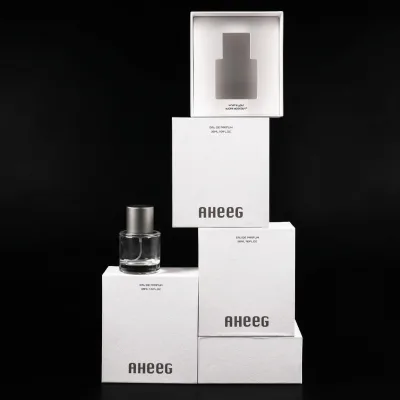 Customized Logo Elegantly Designed White Perfume Packaging Box