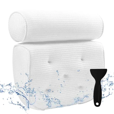 New Design Bath Tub Pillow Headrest Upgraded 4D Mesh Fabric Bathtub Pillow for Neck & Back Support