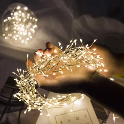 Outdoor Waterproof String Light LED Firecracker Fairy Lights 8 Modes Xmas Tree Home Party Holiday Decor Garden Lamp