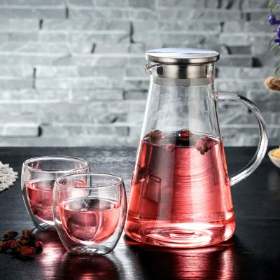 Customizable Glass Carafe with Glass Handle for Premium Drink Service