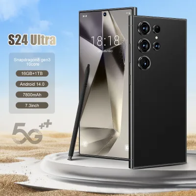 Stylish S24 Ultra 5G Mobile Phone 7.3inch QuadCore Processor 16GB+1TB Memory 108mp Rear HD 8000mAh High Capacity Battery