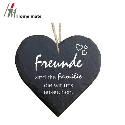 10x10cm Hanging Slate Heart with Rope for Wedding Christmas Valentine Gift and Garden