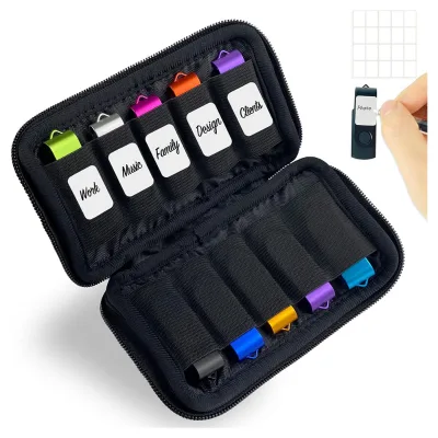 Wholesale Custom Logo Neoprene USB Storage Bag Shockproof Travel Accessories Organizer Pouch Bag For Phones Cables Bulk Order