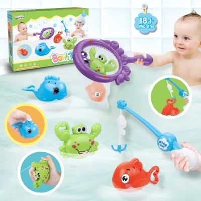 2024 New Baby Bath Toys Fishing Toys 5 Pieces Set Shower Indoor Swimming Bathtub Play Water Toys Wholesale
