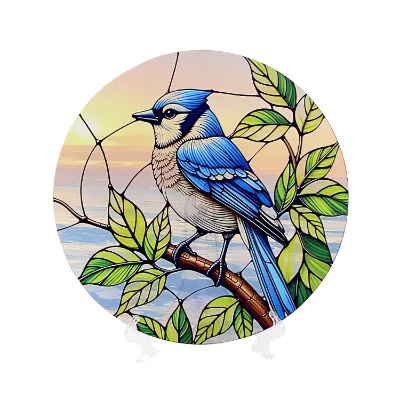 Stained Glass Bird Sun Catcher Artistic Animal Style 33cm UV Technique Custom Color Wall Hanging Home Garden Decoration