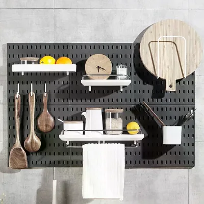 Free Punching Wall Mounted Pegboard Organizers Plastic Pegboard Rack Kitchen Bedroom Wall Organizers