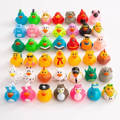 Promotion Hot Mixed Styles Mini Silicone Vinyl Duck Bath Toys Safe Non Toxic Water Play Animals Toys for Vending Capsule Machine