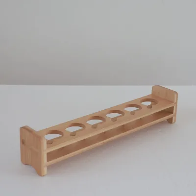 Multi-functional Rubber Wood Glass Display Stand 6 Slots for Home Bar Cafe & Party
