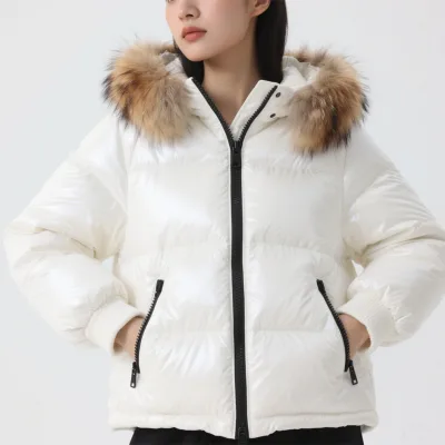 Customizable Logo Women's Winter Puffer Jacket Thick Windproof and Waterproof Size Plus Warm Duck Down Coat with Bubble Design