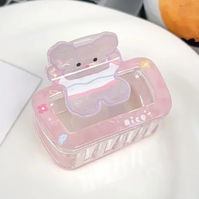 Cartoon Animal Claw Clips Cute Bear Rabbit Transparent Shark Clip Acrylic Hair Grab Claw Women Girls