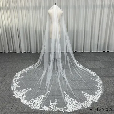 White Ivory Cathedral Wedding Veils Long Lace One Layer Edge Wedding Accessories Bride Veil
