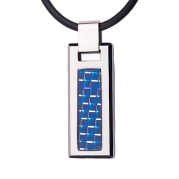 2026 Futuristic Teen Pendant: Lightweight Tungsten Steel with Blue Carbon Fiber, Edgy Youth Necklace for Boys