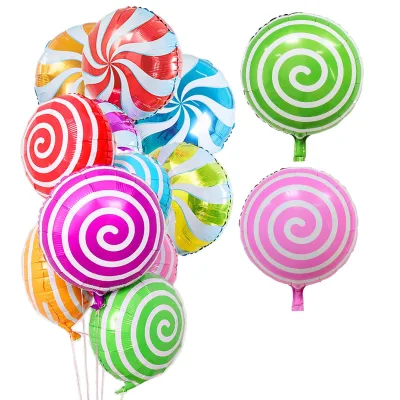 18 Inch Colorful Lollipop Balloons Spiral Mylar Balloons for Party Decoration Candy Foil Balloons