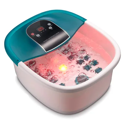 500W Electric Infrared Heated Foot Spa Massager with Shiatsu Massage Bubble Oxygen & Red Light 35-48 Temperature Control