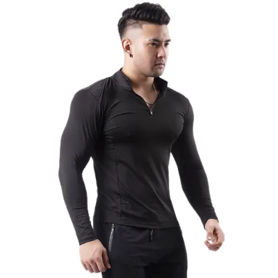 Men's High Neck Casual Jogging Sports Shirt New Style Lightweight and Breathable for Autumn Season Sports Shirt