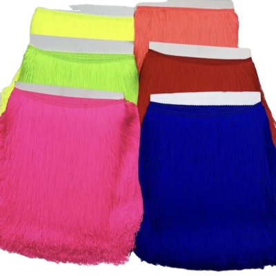 Wholesale Thickened 30cm Soft Nylon Fringe Double Line Closely Multi Long Tassel Fringe Latin Trimming Fringe Lace Custom Size