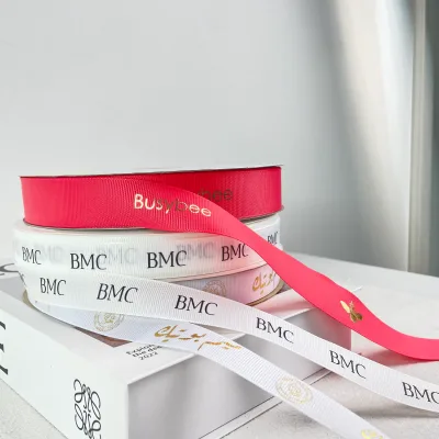 Custom Printed Satin Polyester Ribbon, Ideal for Gift Wrapping, Flower Bouquets, and Wedding Party Decorations