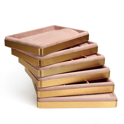 Factory Wholesale Luxury Velvet Mental Jewelry Tray Ring Bracelet Jewelry Serving Tray for Jewelry Store