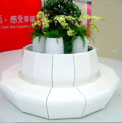 Y414 3 Meters Fiberglass Customized Center Flowerpot Design Modern Lounge Commercial Furniture Fiberglass Leisure Bench Chair