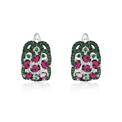 Abiding Rhodolite Garnet Nano Emerald Christmas Design Engagement Anniversary 925 Sterling Silver Clip on Earrings for Women