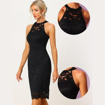 Black Lace Flower Short Debut Gown Evening Gown Dress Dresses Elegant Short for Women
