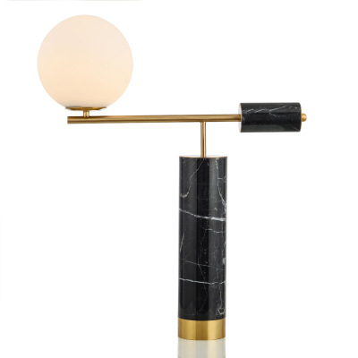 Postmodern Metal Marble Table Lamp With Ball Shade