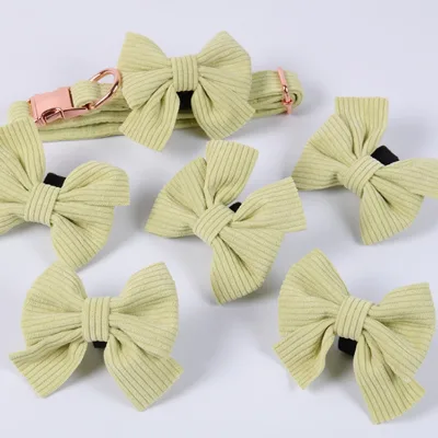 Wholesale Fashion Custom Colors Adjustable Winter Warm Pet Products Corduroy Bow Tie Dog for Collar