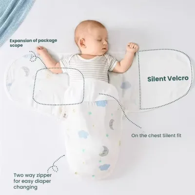 Customizable OEKO-TEX Certified Bamboo Baby Sleep Sack Eco-Friendly Breathable Fabric Silent Velcro Closure Preventing Startling