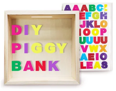 High Quality Shadow Box Piggy Banks Decorative Diy Wooden Frame Piggy Bank Wood Piggy Bank
