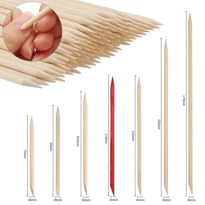 Fast Shipping 100Pcs/bag Wood Stick for Manicure Pedicure Double Sided Cuticle Pusher Remover Nail Art Sticks