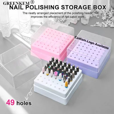 Transparent Dust Proof 49 Holes Storage Display Organizer for Manicure Grinding Head Nail Drill Bits Holder