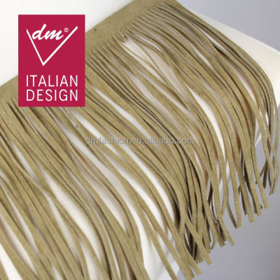 Italy Design Wholesale 16cm Width Long Tassel Suede Leather Fringe Trim