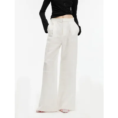 Wholesale Old Money Women's Casual Chic Linen Suit 2-Piece Loose Style Vest and Straight Pants Sets Casual Suit Sets