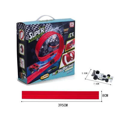 Hot Sales Plastic Rail Track With 2 Alloy Car Portable Storage Best Gift Toys 4Meter Flexible PVC Soft Track for Kids