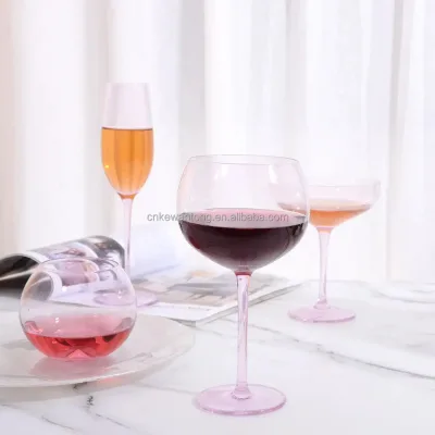 Pink Color Modern Handmade Reusable Glass Goblet Dishwasher Safe 280ml Capacity for & Dessert Use
