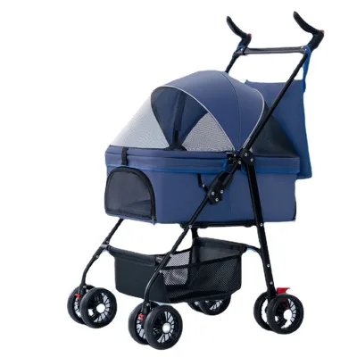 Luxury Portable Folding Pet Stroller with 4 Wheels Carriers for Cat and Dog Travel Pet Dog Trolley