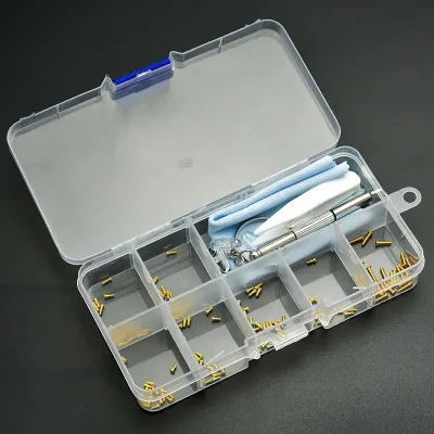 Glasses Repair Kit, Screwdriver Set for Frameless Frame Including Temple Pad Nose Pad Parts Toolbox Accessories