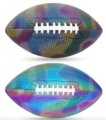 American Football Ball Holographic Fluorescence PU Composite Leather Reflective Waist Strip High Training