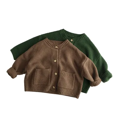 Wholesale Customization Factory Direct Pineapple Knitting Chunky Knit Solid Colors Pullover Sweater for 1-6 Years Old Baby Boys